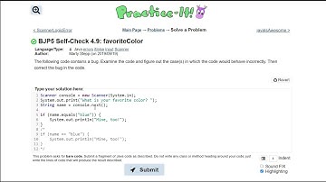 Java Practice It || 4.9 favoriteColor || if/ else statement, input, scanner, errors