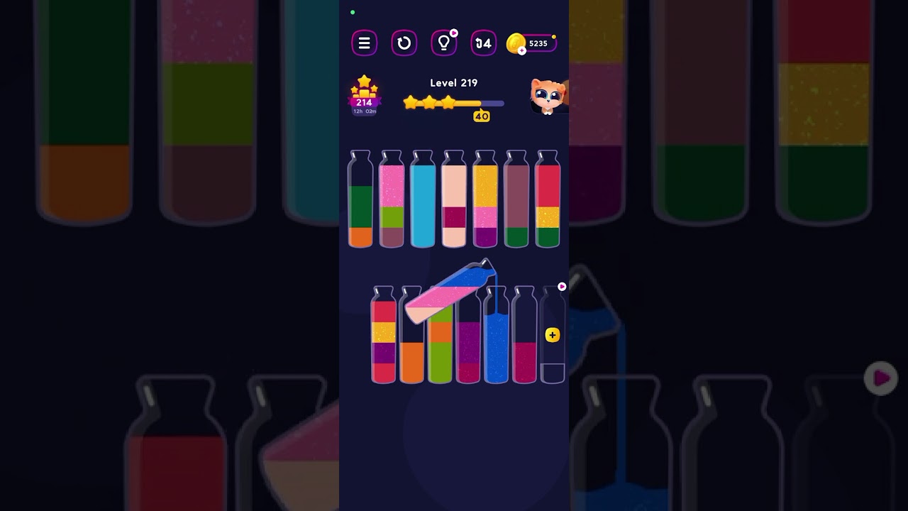 219 Level Get colour -Water sort puzzle game 2024 - YouTube
