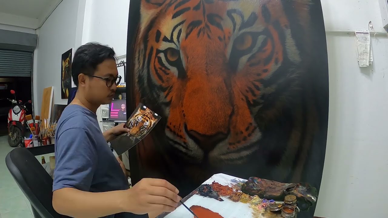 EP 46 : Painting Oil Colors : วาดเสือชิ้นใหญ่ๆ