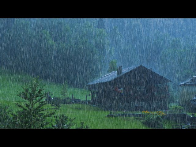 Rain Sounds for Sleeping - Sound of Heavy Rainstorm u0026 Thunder in the Misty Forest At Night class=