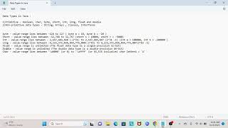 Java Interview Question - Types of datatypes in JAVA