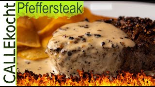 Pfeffersteak wie im Restaurant. Rezept für eine flambierte Pfeffersoße