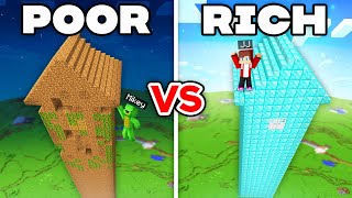 Mikey POOR Skyscraper vs JJ RICH Skyscraper Survival Battle in Minecraft (Maizen)
