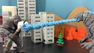 Godzilla atomic breath clash/kongs axe block | Stop Motion | Test