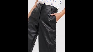 Vila faux leather trouser with high waist in black