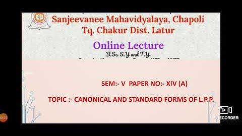 canonical and standard forms of LPP