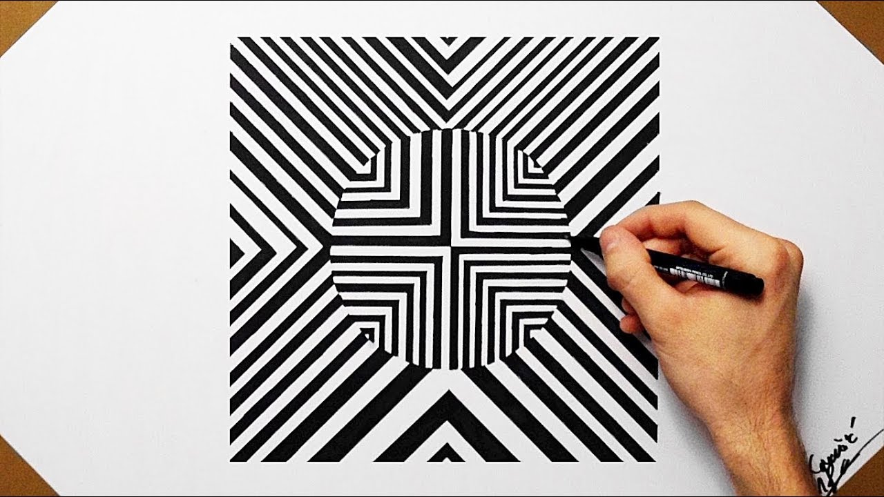 Cool Optical Illusion Geometrical Shape Speed Drawing ( How To Draw ...