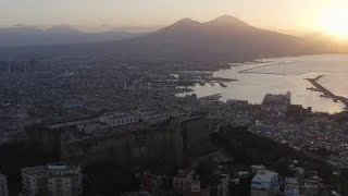 How NAPOLI looks at NIGHT from the DRONE, 4K