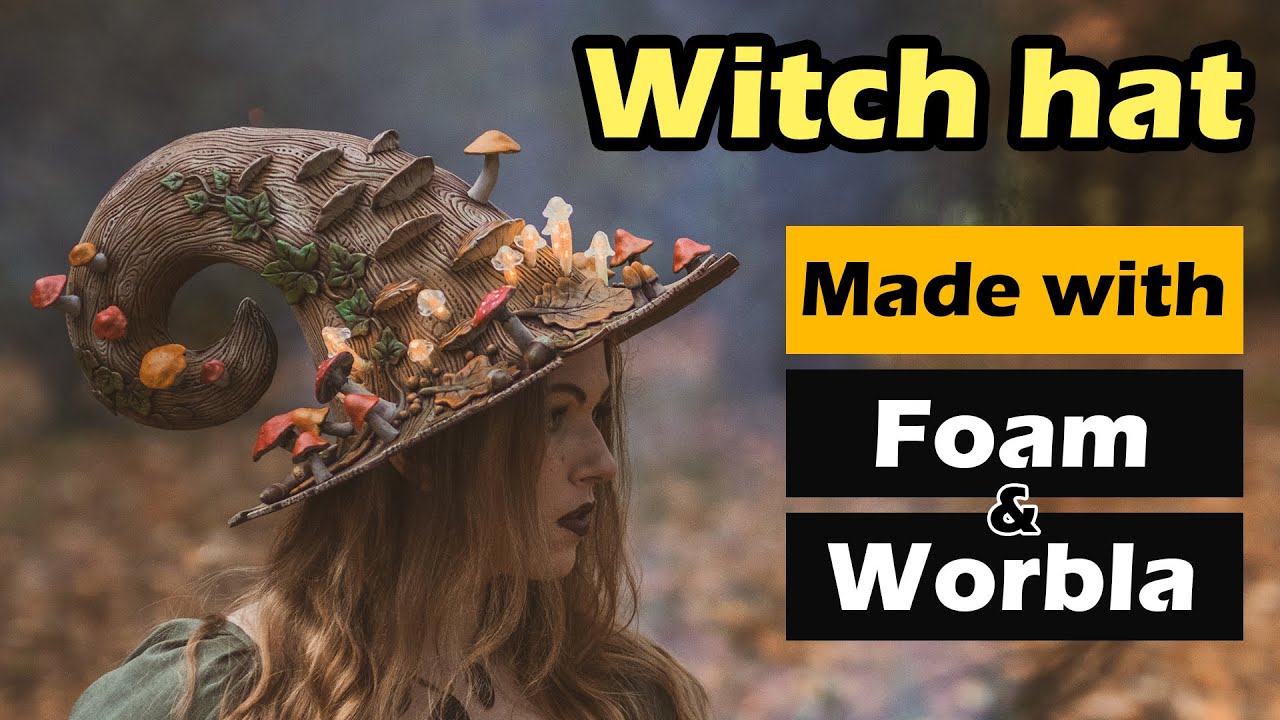 Crafting an Autumn Witch hat - EVA foam, foamclay and Worbla LED glowing mushrooms cosplay tutorial