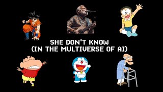 She Don't Know (In The Multiverse of AI ) | Millind Gaba | Shinchan | Modi Ji | Vegeta | DJ MRA Resimi