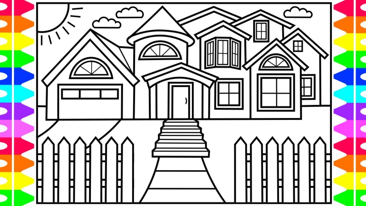 How to Draw a HOUSE for Kids 💚💙💜 House Drawing for Kids