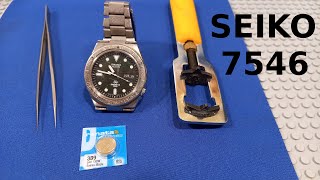 How to change battery Watch Seiko 7546-603A Diver Sports Schlüssel  Batteriewechsel Batterie tauschen - YouTube