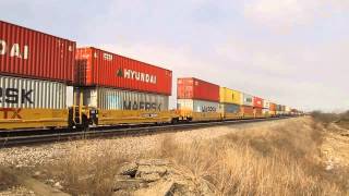 BNSF Manifest & Stack Train Meet At Edelstein, IL - Mar. 8, 2015