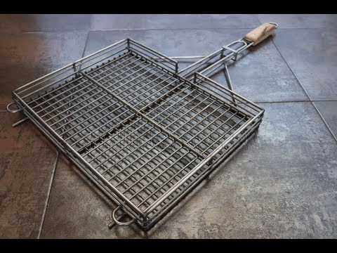 Решітка для гриля, барбекю - Сітка Решітка гриль на мангал - Решітка-гриль (400х300х50) 1 ручка 300, видео 3