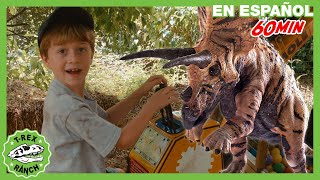 Dinosaurios en la Granja y Parque de Gulliver | Videos de dinosaurios y juguetes para niños