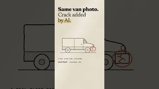 Lens Proof for Insurers | A van photo from social media, with a crack added by AI