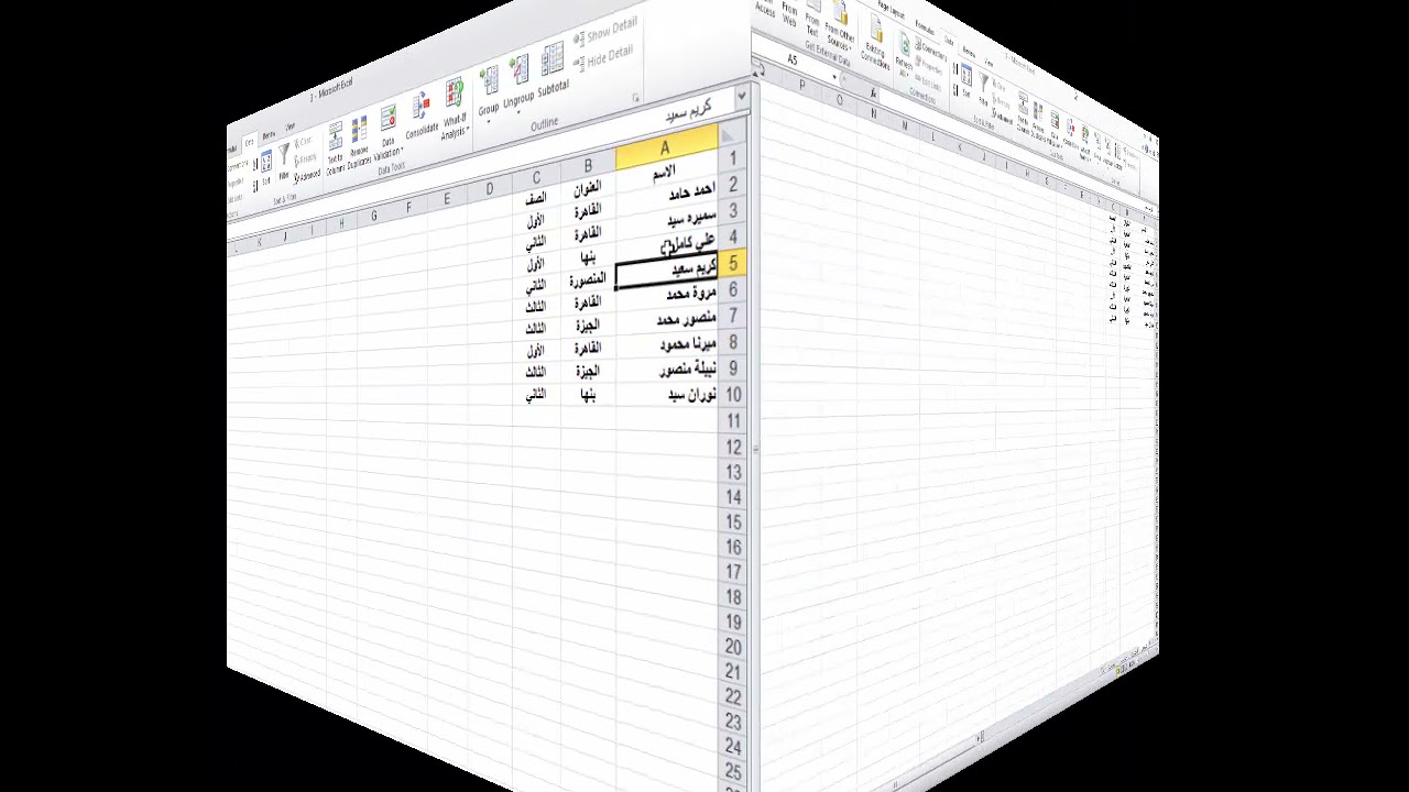 الترم الثاني : الصف الثاني التجارى .. الدرس الخامس : الفرز والتصفية في Excel