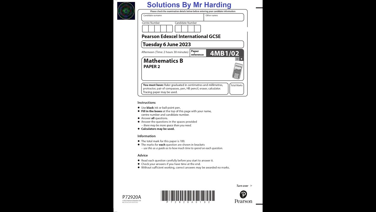 Edexcel - iGCSE - Mathematics B - June 2023 - Paper 2 - Solutions By Mr ...