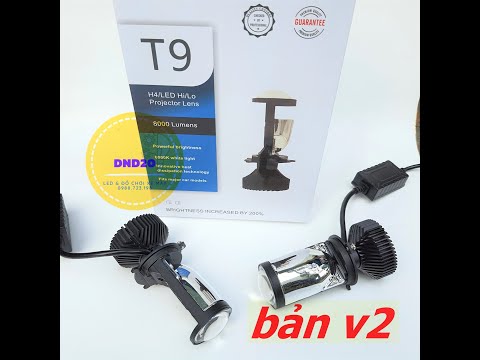 Video Đèn bi led T9 chân h4 v2.0 35w, lắp ô tô, xe máy - youtube