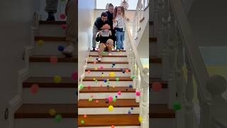 Super Family 😅😈 Ball bouncing challenge on the stairs