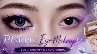 Purple haze, sharp wings, and dreamy lashes 💜✨ A bold yet dreamy eye makeup look.