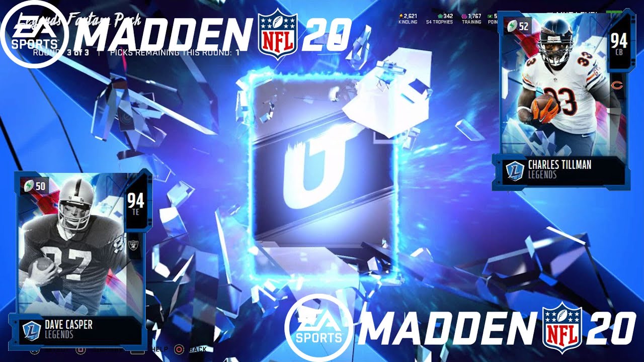 TWO FULL LEGEND PULLS!!! NEW DAVE CASPER & CHARLES TILLMAN!!! Madden NFL 20 Pack Opening!!!