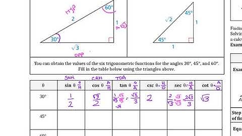 Ch 9 1 Day 2 Right Triangle Trig Special Angles Ex 3