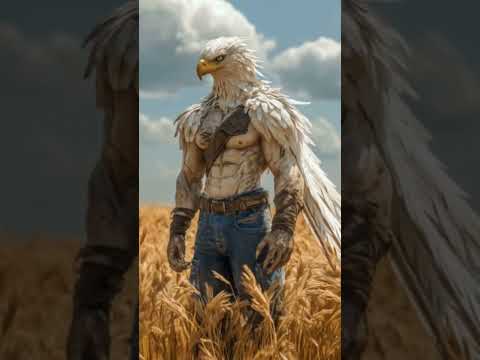 Hybrid Anak Kecil Dengan Burung Elang Menjadi Super Hero Elang Animasi Animasihewan