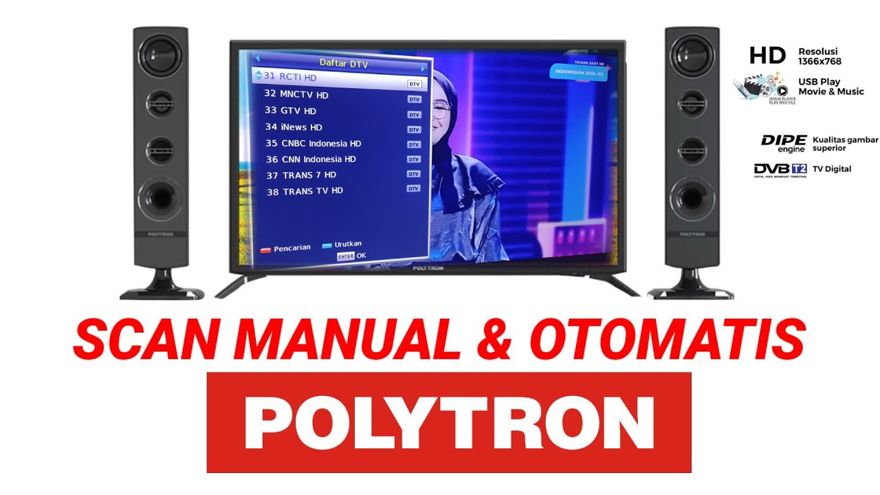 Cara program tv digital merk polytron dengan scan manual dan otomatis