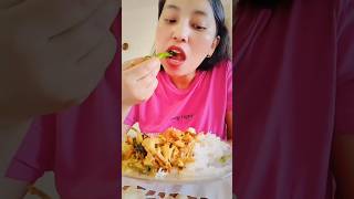 eating spicy food | nepali food | rice | spicy vegetables fry | short video | short mukbang