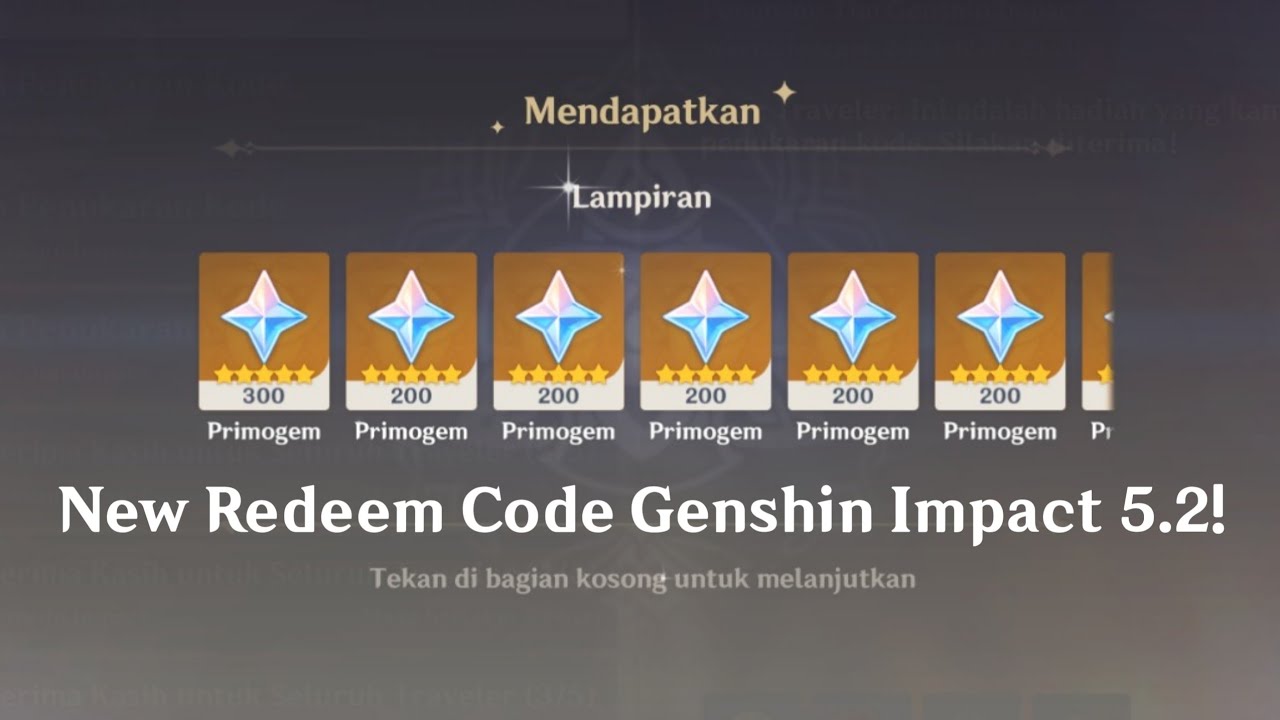 New Redeem Code Genshin Impact 5.2