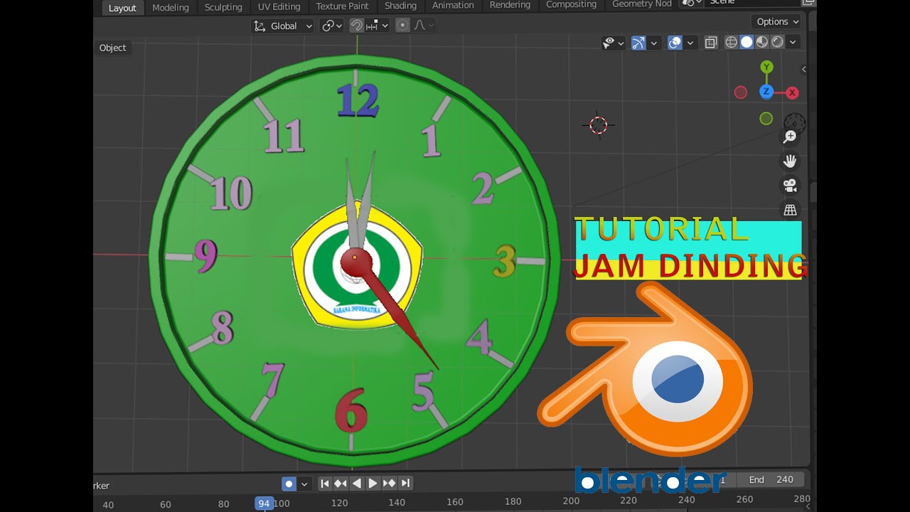 Tutorial Membuat Jam Dinding Pada Aplikasi Blender - YouTube