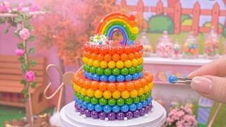 Glitter Rainbow Candy Cake 🌈✨ Tiny Miniature Dessert Kitchen Creation 🍬| Magic Kitchen Tiny