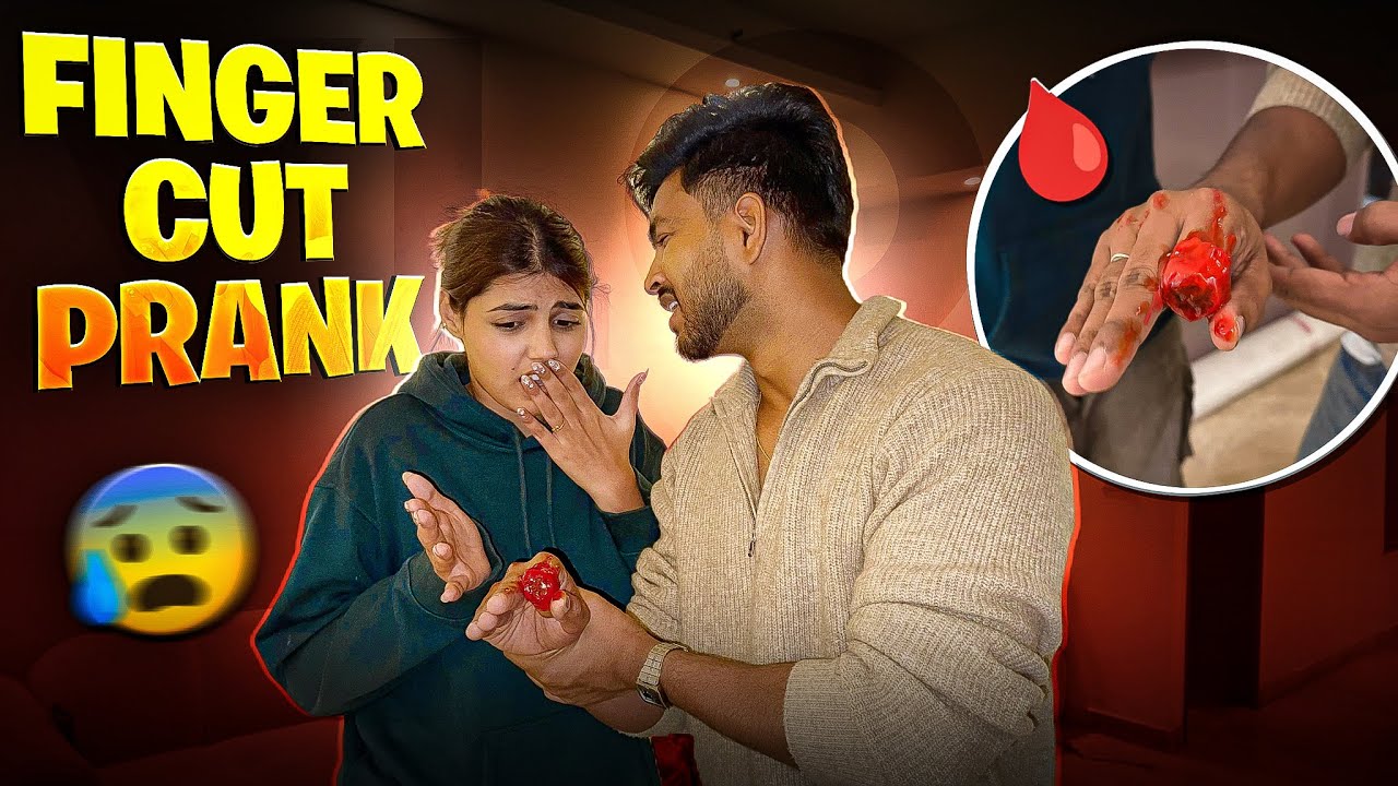 Finger cut prank on muskan😱