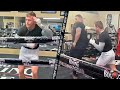 CANELO ALVAREZ TEACHING ANDY RUIZ JR MAYWEATHER SHOULDER ROLL; SHOWS OFF DANCE MOVES WITH SON AT GYM