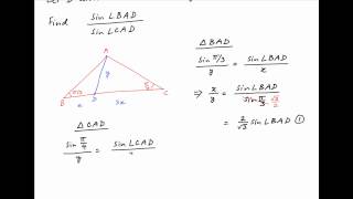 [IIT 1995] In triangle ABC, find sin(angle BAD) / sin(angle CAD) given the following conditions.