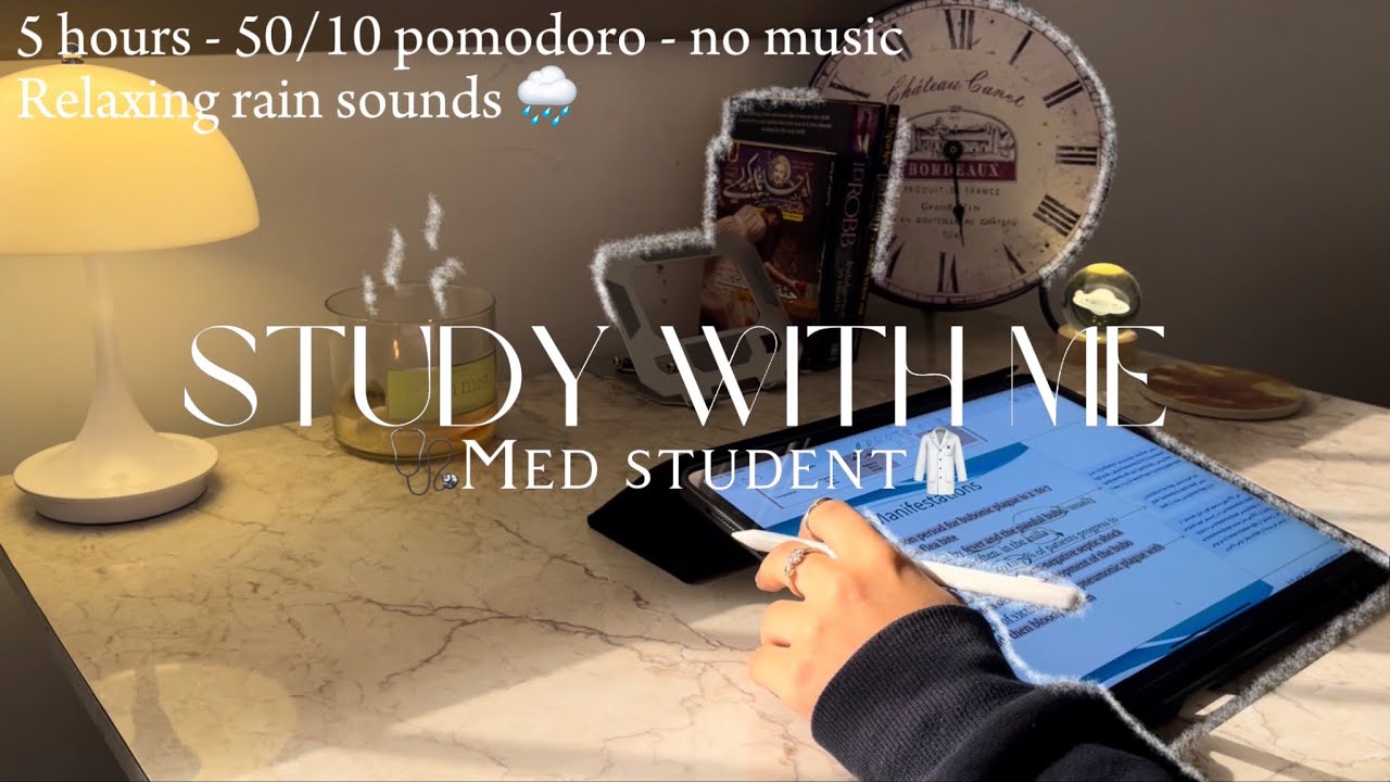 Study with me 5 hrs 🩺 | 50/10 pomodoro - no music - med school exam