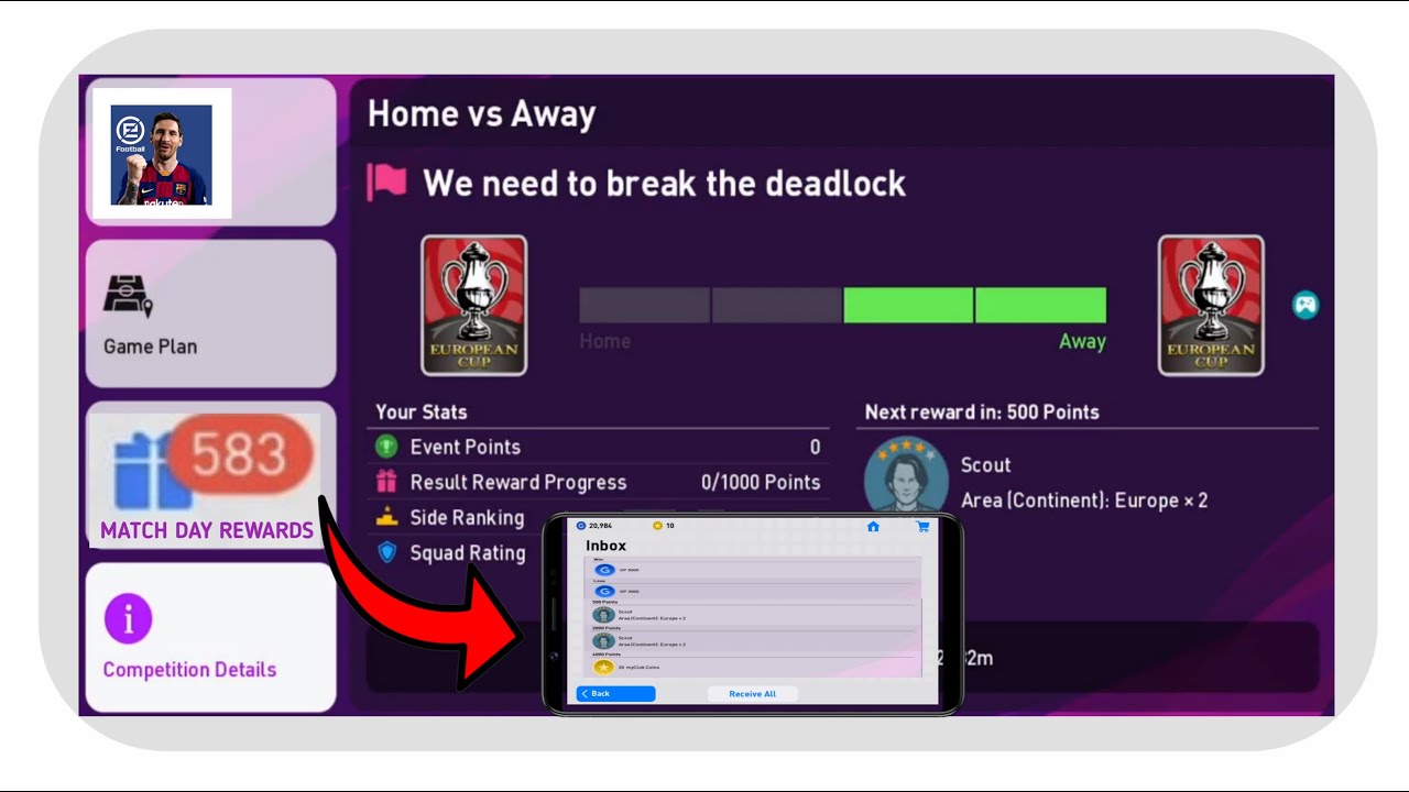 Pes 20 Mobile Matchday  Mode Exclusive  Rewards details || Game Events In Pes 20 ||