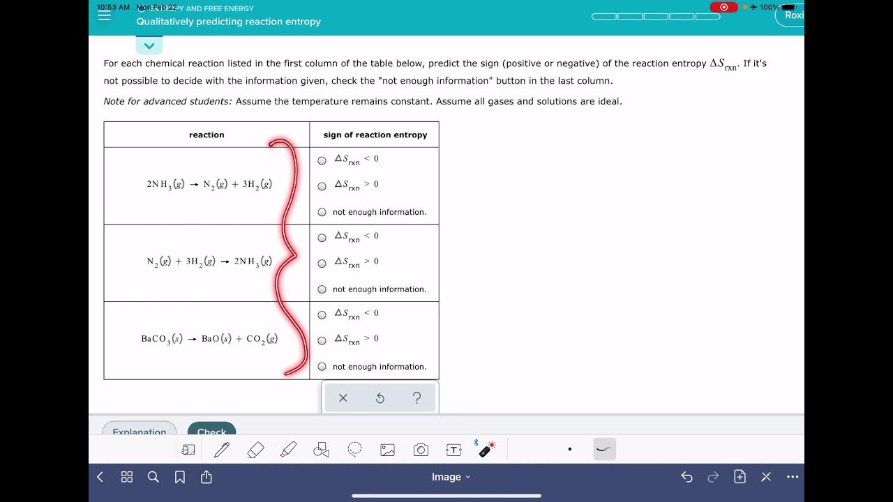 ALEKS Qualitatively predicting reaction entropy YouTube