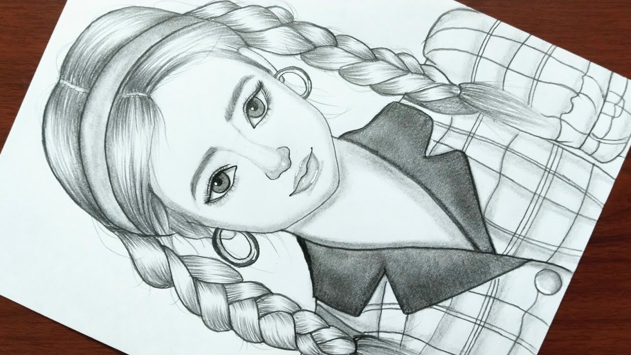 How to draw school girl with uniform || step by step girl drawings || easy school girl drawing