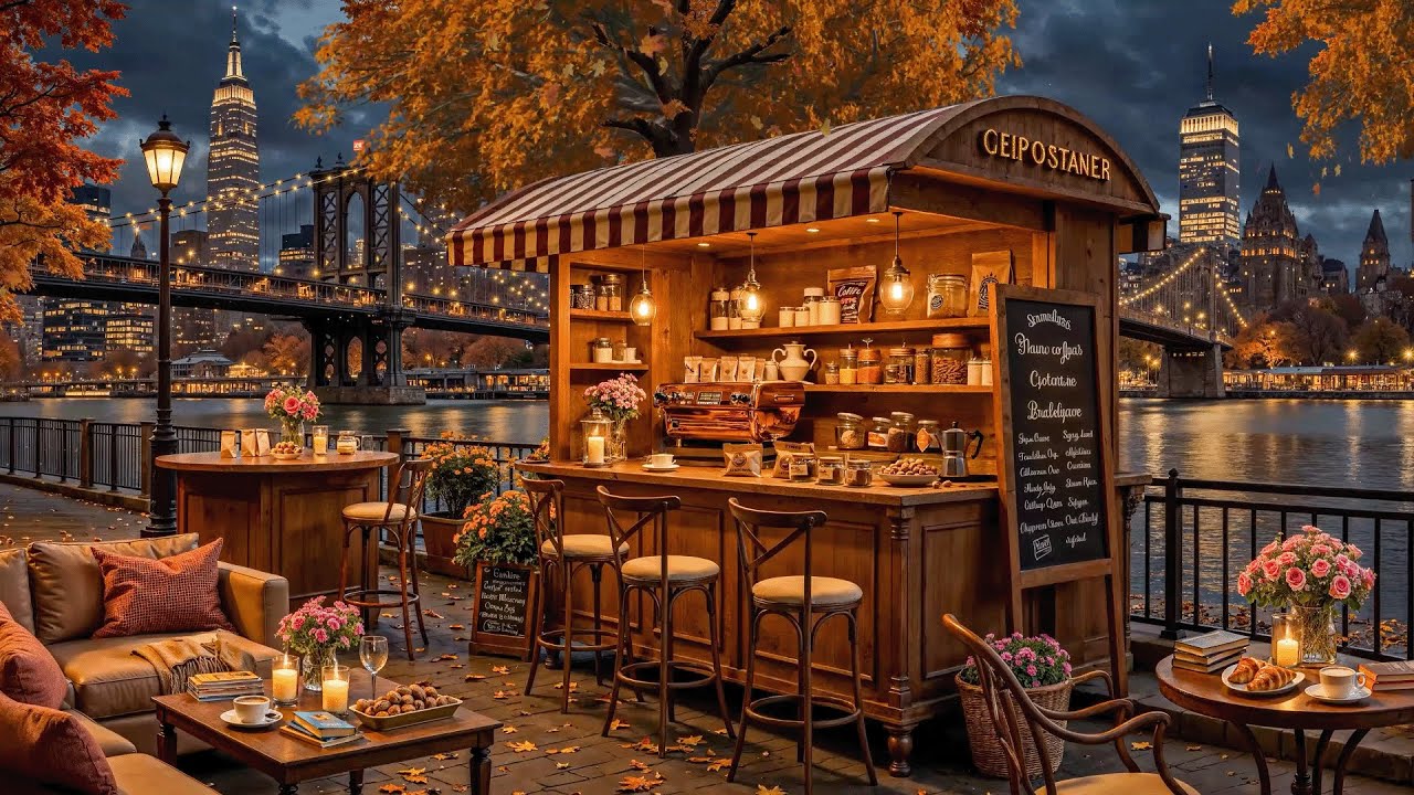 Relaxing Jazz Instrumental 🍂 Cozy Autumn Coffee Truck Ambience with Smooth Piano Jazz to Study