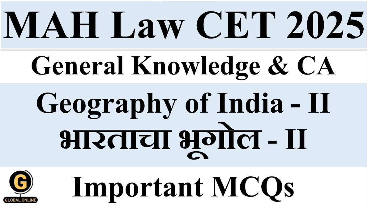 MAH Law CET 2025  General Knowledge & Current Affaires | Important MCQs