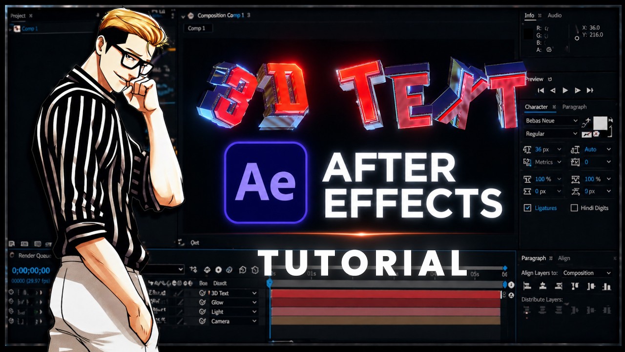 3D Text in After Effects Tutorial | AMV Tutorial - YouTube