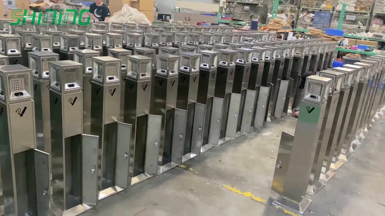 Stainless steel Floor mounted ashtray bin w