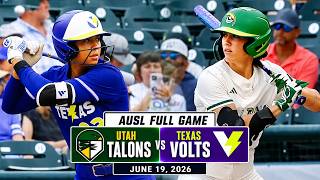 Utah Talons vs Texas Volts Full Game |June 19, 2026 | Athletes Unlimited Softball League (AUSL) 2026