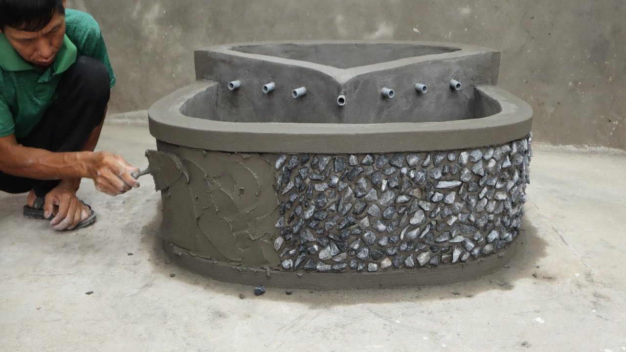 Ideas to make a beautiful outdoor aquarium from cement - brick - gravel