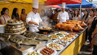 The Most Extreme Market In China  Eating Crocodile Snakes U0026 Crispy Porkfood foodie