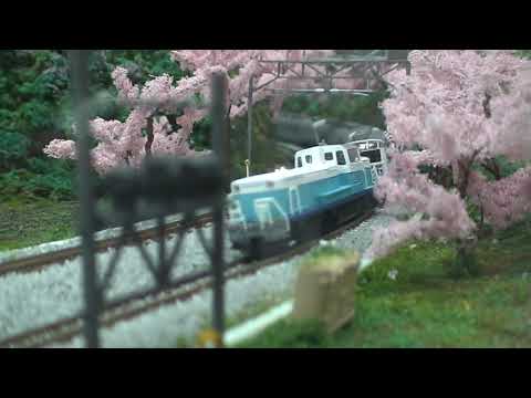 鉄道模型風景 鉄道と桜の風景、愛媛県、引き取り限定 Nゲージ 桜並木を行くアイランドエクスプレス四国 鉄道模型 - YouTube