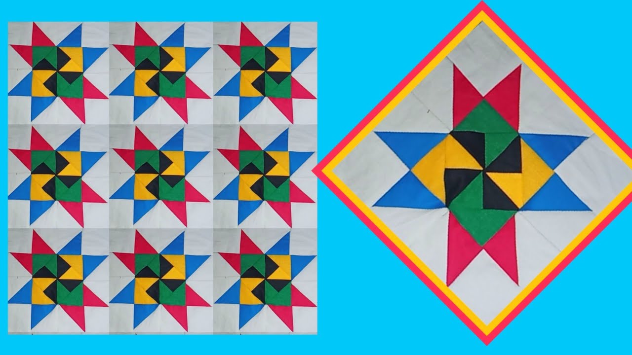Awesome colorful Star 🌟 baby quilt block design,// ralli work design,