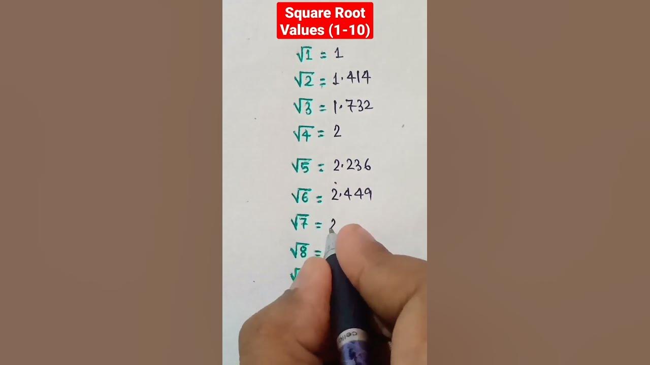 square-root-values-1-10-shorts-maths-youtube